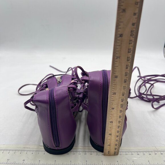 YDN Purple Ankle High Gladiator Sandals Women Lace up Open toe Flats Zips Shoes - Picture 5 of 8